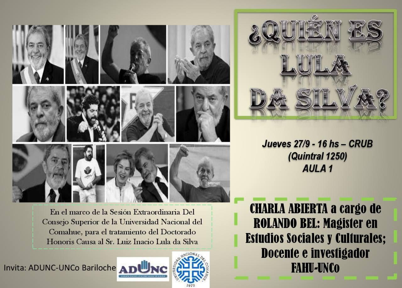 Charla &#147;Qui&eacute;n es Lula Da Silva?&#148; &#150; Jueves 27 &#150; 16 hs