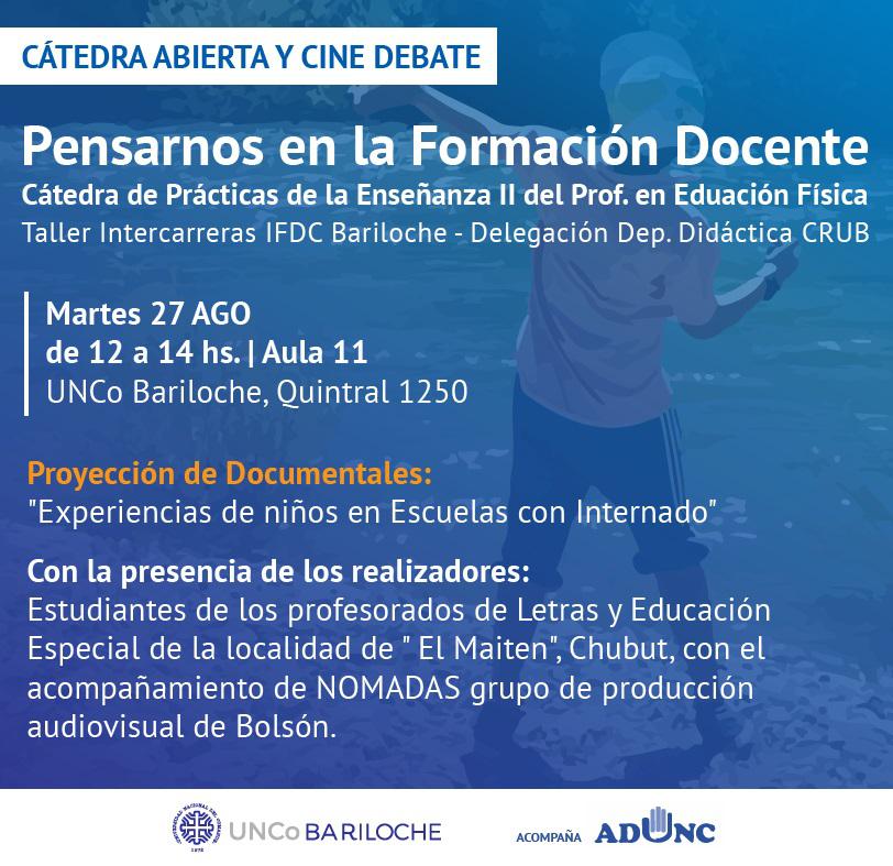 C&aacute;tedra abierta y cine debate: Pensarnos en la Formaci&oacute;n Docente