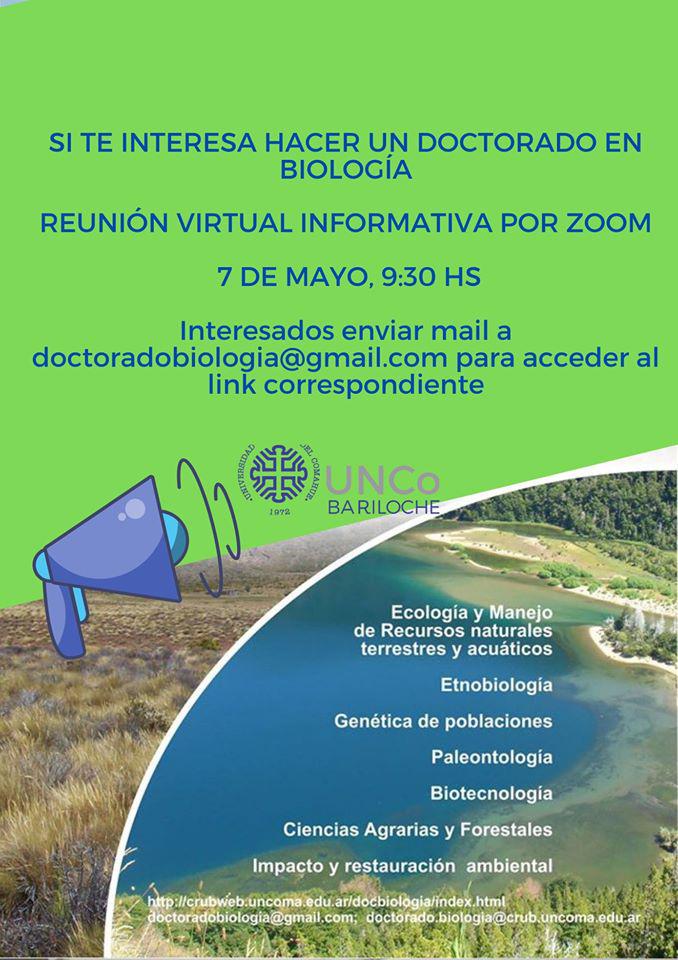 Reuni&oacute;n Virtual de Postulantes al Doctorado en Biolog&iacute;a