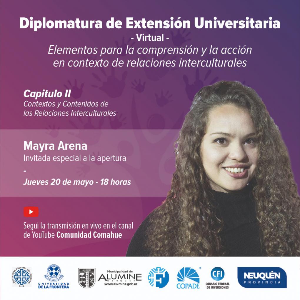 Mayra Arena participar&aacute; en la diplomatura en Interculturalidad de la Universidad del Comahue