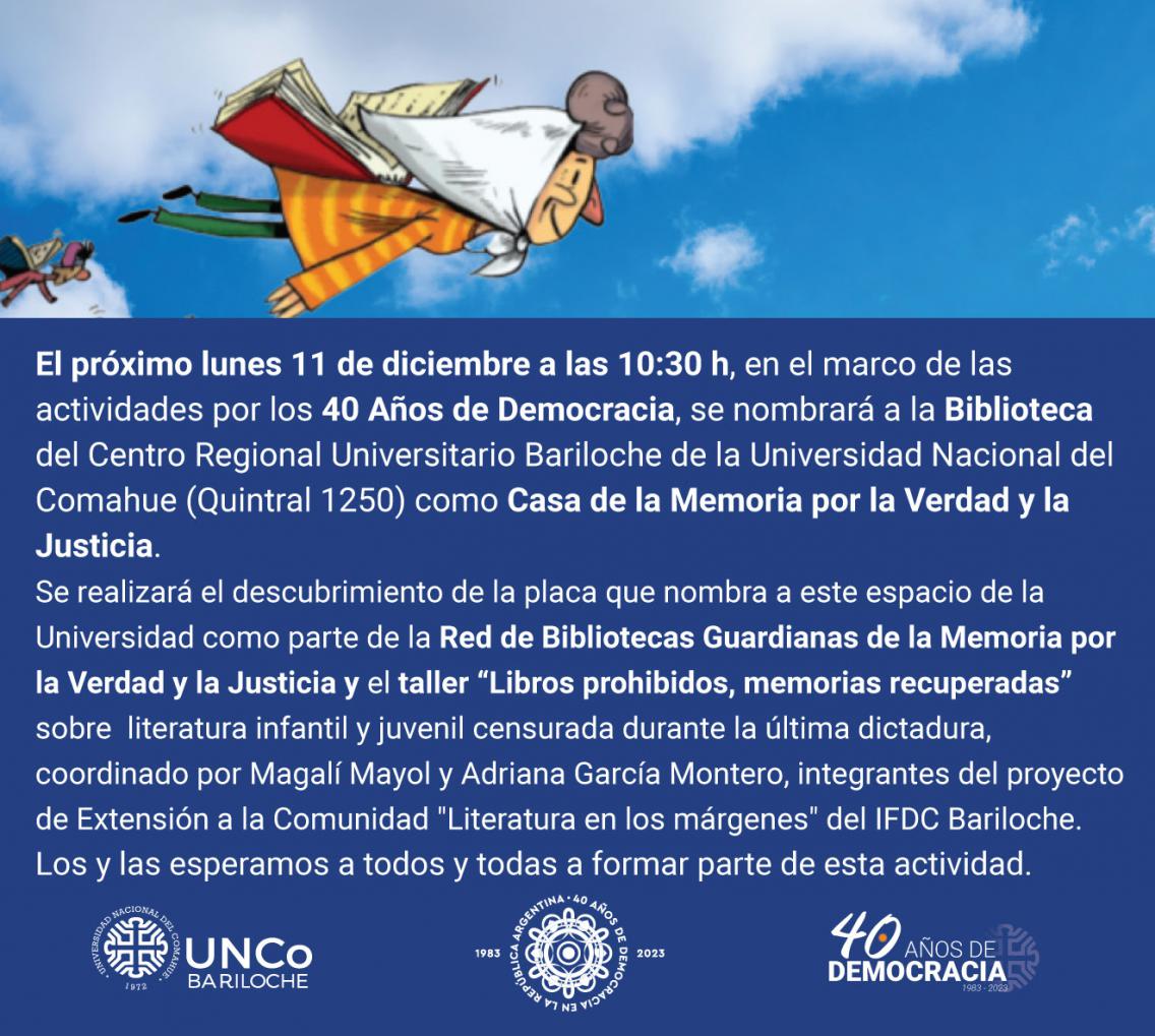La Biblioteca de la UNCo Bariloche ser&aacute; Casa de la Memoria por la Verdad y la Justicia