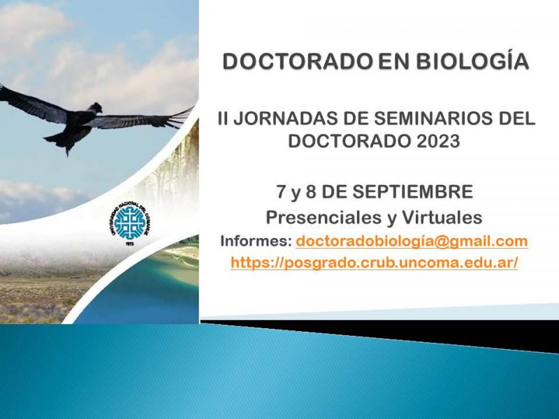 Recordatorio: El 7 y 8 de septiembre se realizar&aacute;n las II&deg; Jornadas de Seminarios del Doctorado en Biolog&iacute;a 2023