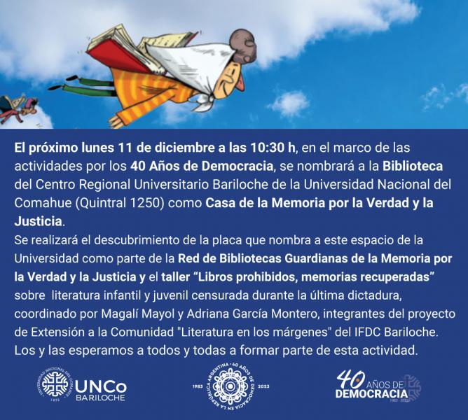 La Biblioteca de la UNCo Bariloche ser&aacute; Casa de la Memoria por la Verdad y la Justicia