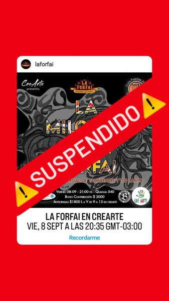 LA MILONGA DE LA FORFAI SUSPENDIDA 