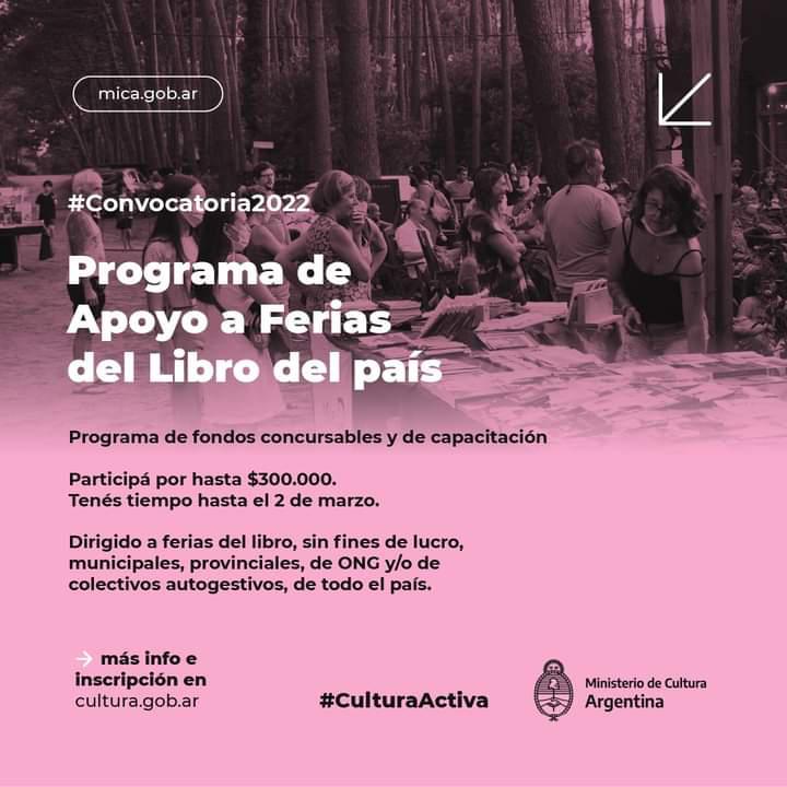 Abri&oacute; la convocatoria 2022 del Programa de apoyo a Ferias del Libro de todo el pa&iacute;s