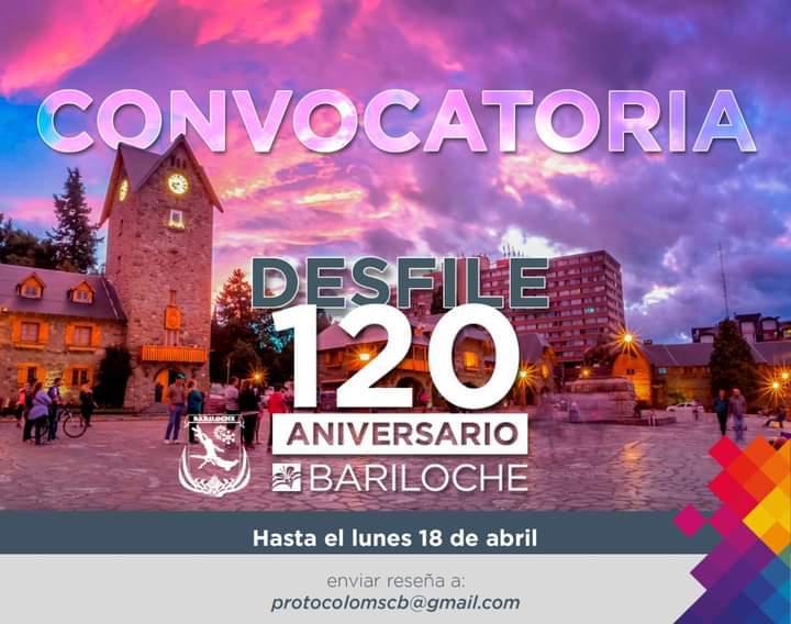 Convocatoria Desfile 120 aniversario de Bariloche