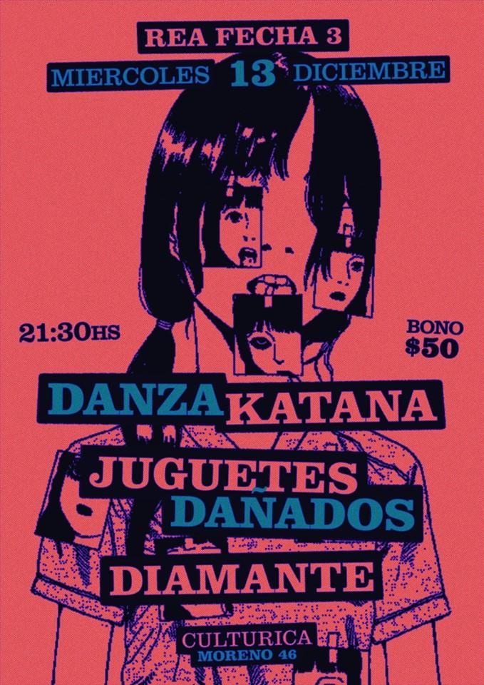 Diamante, Juguetes Da&ntilde;ados y Danza Katana en vivo