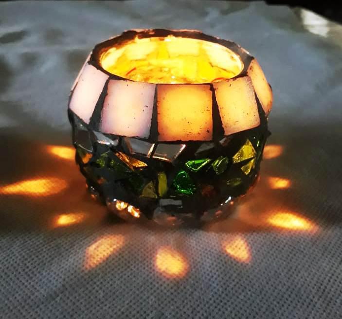 Fanal Atesanal en Mosaiquismo para Velas $ 450