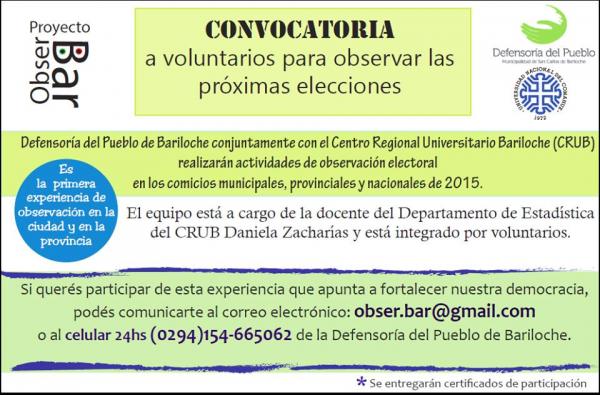 Necesitamos voluntarias/os  para Observar las elecciones