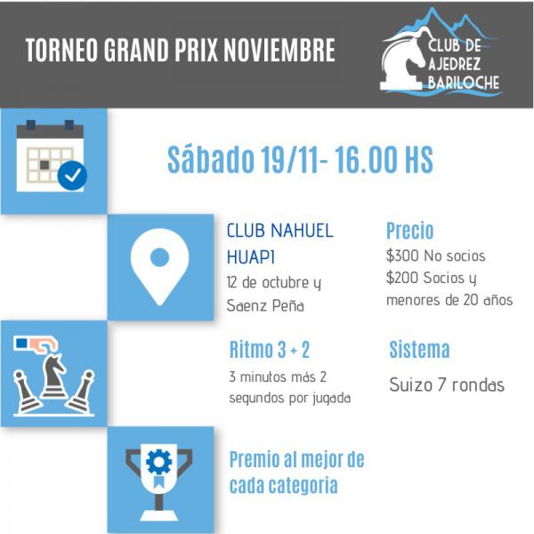 AJEDREZ:  EL GRAND PRIX DEL MES SE JUGAR&Aacute; EL S&Aacute;BADO 19 DE NOVIEMBRE