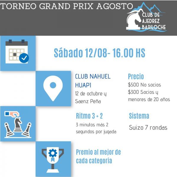 AJEDREZ  EL GRAND PRIX DEL MES SE JUGAR&Aacute; EL S&Aacute;BADO 12 DE AGOSTO