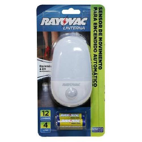 LINTERNA LED CON SENSOR DE MOVIMIENTO RAYOVAC C/ 3 PILAS AA INCLUIDAS $ 1470