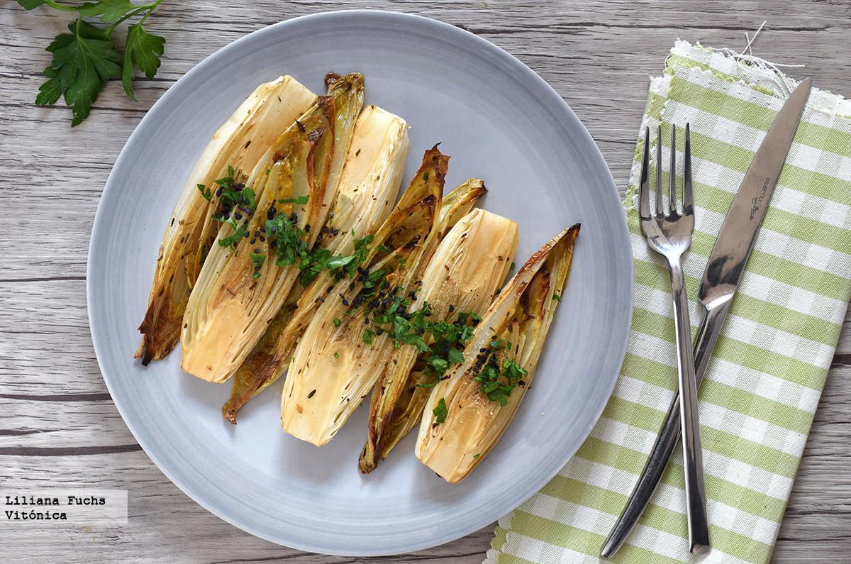 Endivias braseadas al horno. Receta saludable 