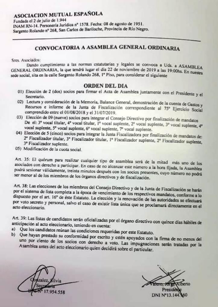 CONVOCATORIA A ASAMBLEA GENERAL ORDINARIA