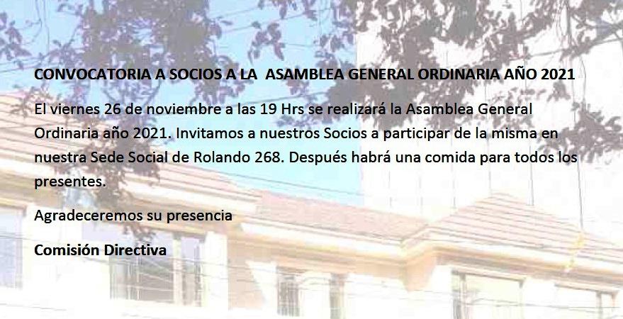 Convocatoria a Socios a la Asamblea General Ordinaria