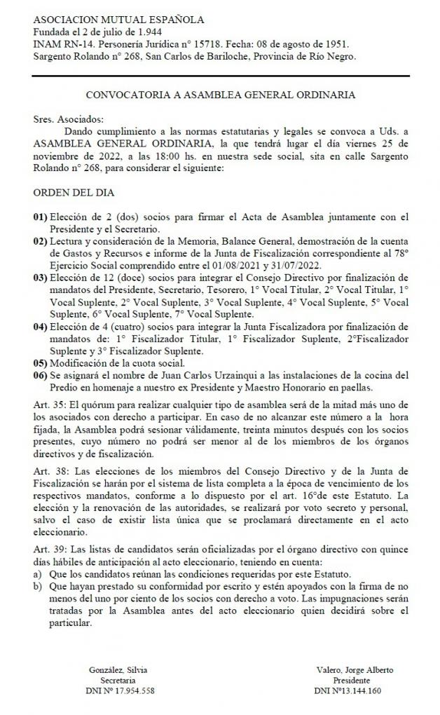 CONVOCATORIA ASOCIADOS A ASAMBLEA GENERAL ORDINARIA