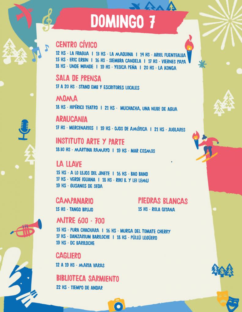 Agenda  Domingo 7 Fiesta Nacional de la Nieve 2022