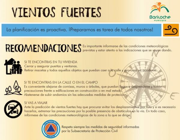 Recomendaciones por fuertes vientos