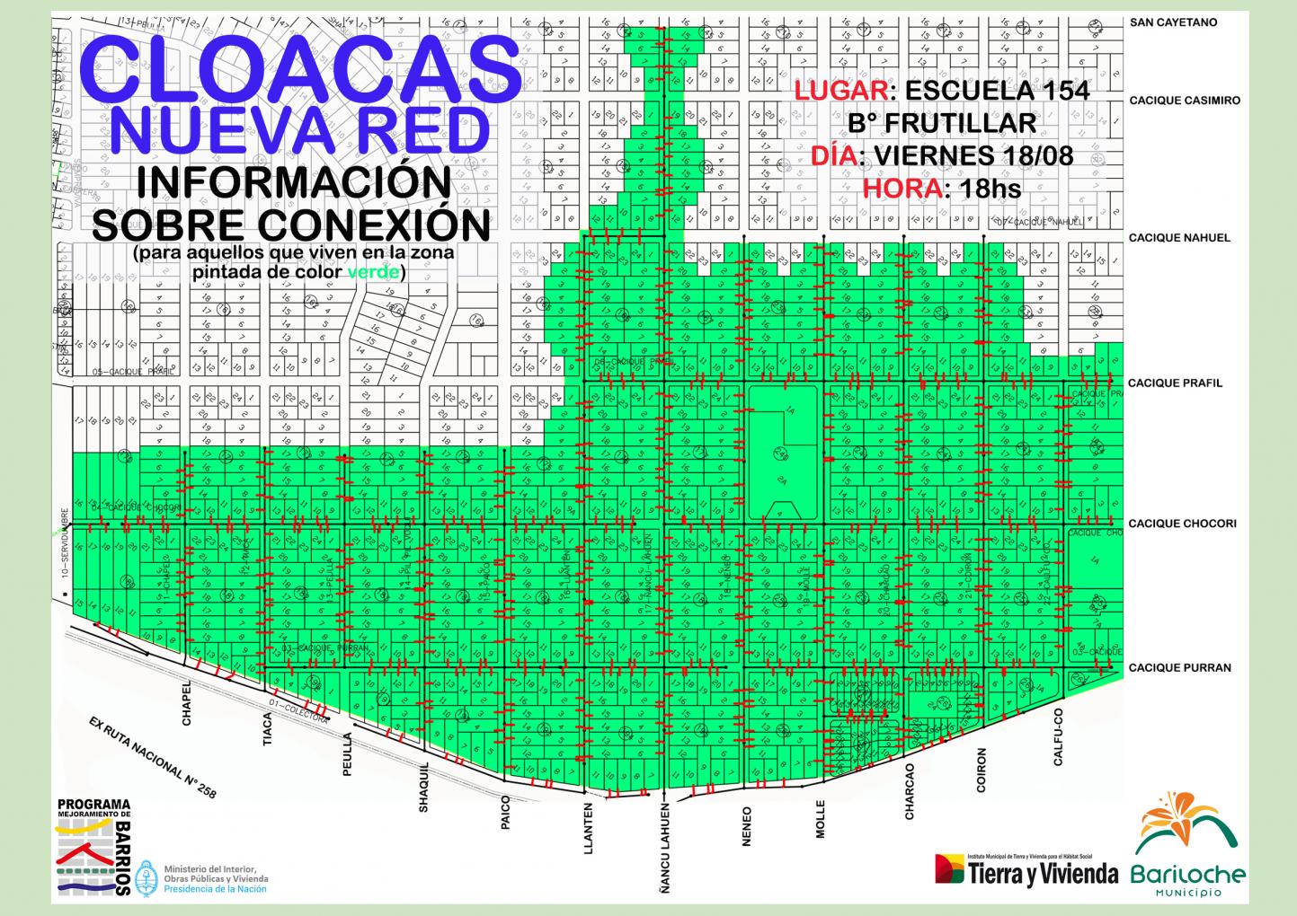 Recuerdan jornada de informaci&oacute;n sobre cloacas en El Frutillar este viernes