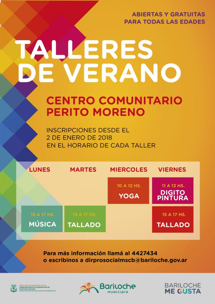 Talleres de verano en Centro Comunitario Perito Moreno