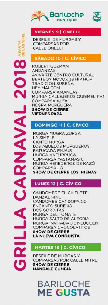 Contin&uacute;a el Carnaval 2018 en Bariloche