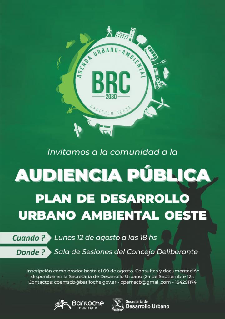 Convocan a audiencia p&uacute;blica por Plan de Desarrollo Urbano Ambiental del Oeste