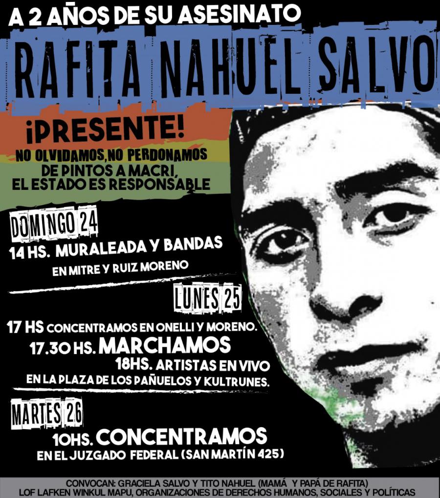 Avtividades y movilizaci&oacute;n por Memoria y Justicia a dos a&ntilde;os del asesinato de Rafael Nahuel