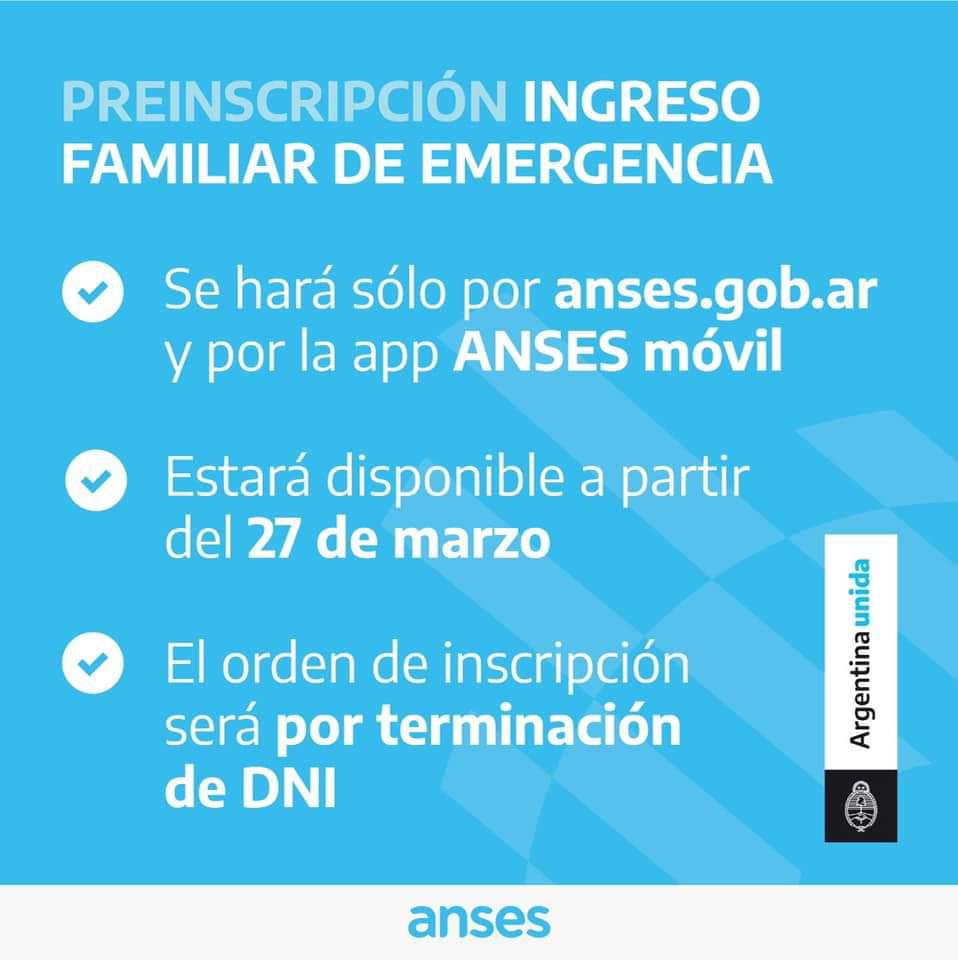 Comienza la preinscripci&oacute;n para el Ingreso Familiar de Emergencia de ANSES