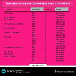 CONCURSOS P&Uacute;BLICOS PARA ADJUDICACI&Oacute;N DE LICENCIAS DE FM PROVINCIA DE R&Iacute;O NEGRO Y CHUBUT