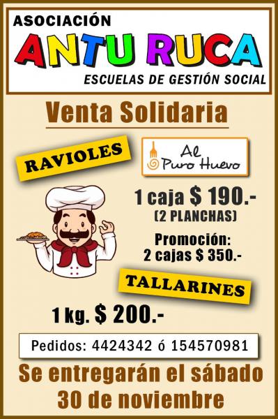 Venta Solidaria de pastas para Escuela Antu Ruca