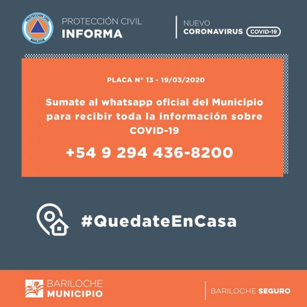 Recib&iacute; por Whatsapp todas las novedades del Municipio sobre las medidas respecto del COVID-19