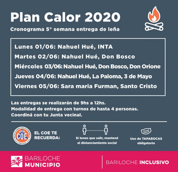 Plan Calor: Cronograma de la 5&ordm; semana