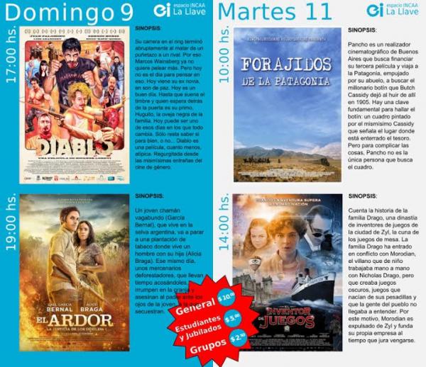 Siguen los estrenos en el Espacio INCAA Bariloche Martes 11