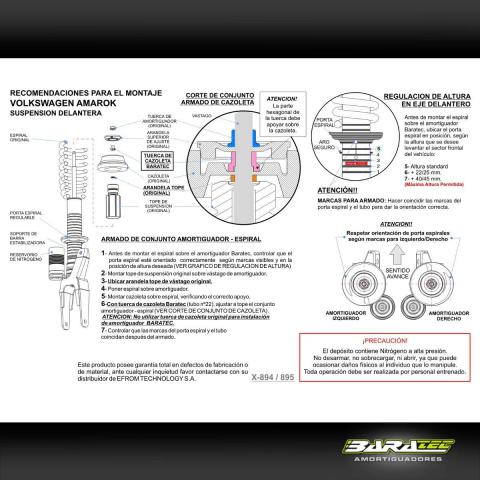 Amortiguador Baratec Volkswagen Amarok  Delantero Regulable en altura Suspension Johnny