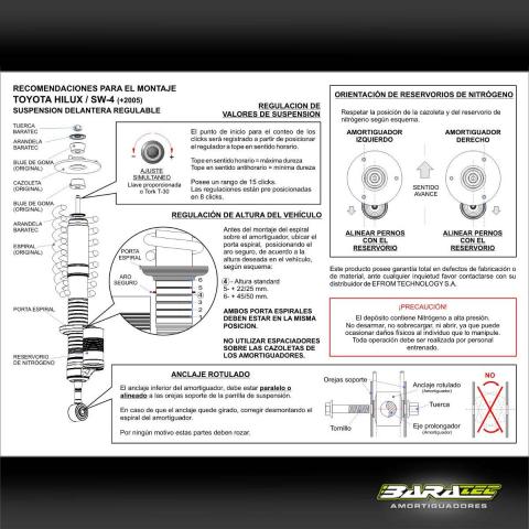 Amortiguador Baratec Toyota Hilux Trasero sin regulacion Suspension Johnny