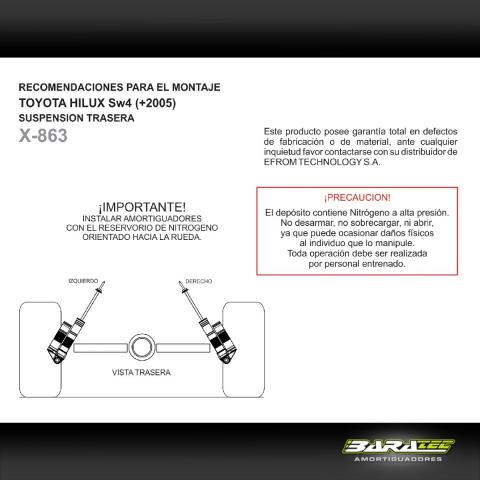 Amortiguador Baratec Toyota SW4 Trasero sin regulacion Suspension Johnny