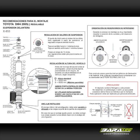 Amortiguador Baratec Toyota SW4 Delantero Con Regulacin Suspension Johnny