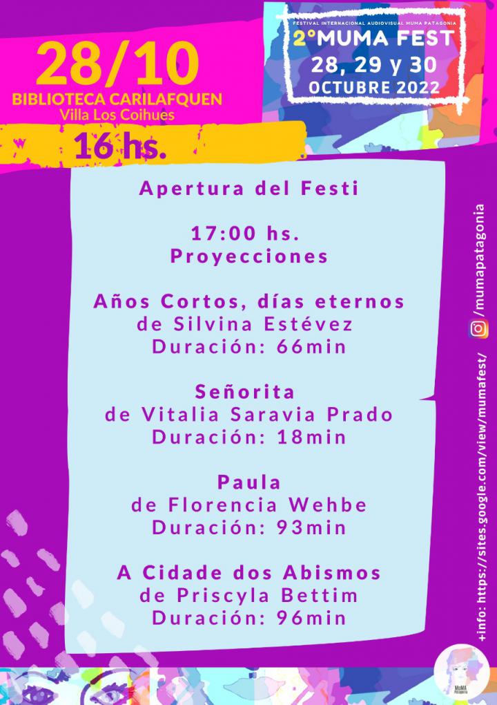 2&deg; MUMA Fest - Programaci&oacute;n 28/10