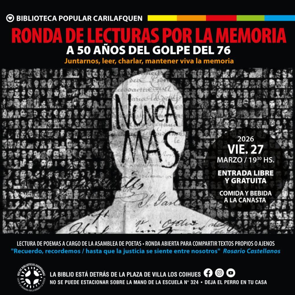 Ronda de lecturas por la Memoria, a 50 a&ntilde;os del Golpe del 76.