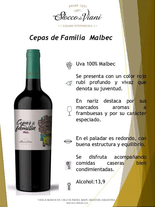 Cepas de familia malbec $ 360