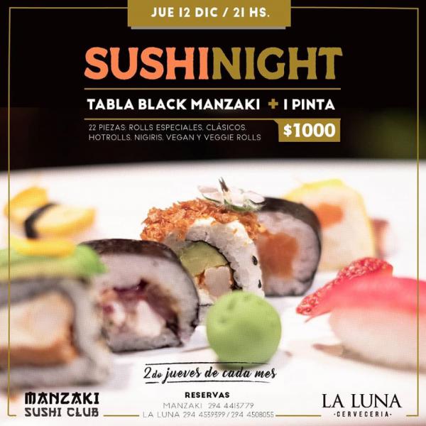 SUSHI NIGHT este Jueves 12 de diciembre, 21:30 hs