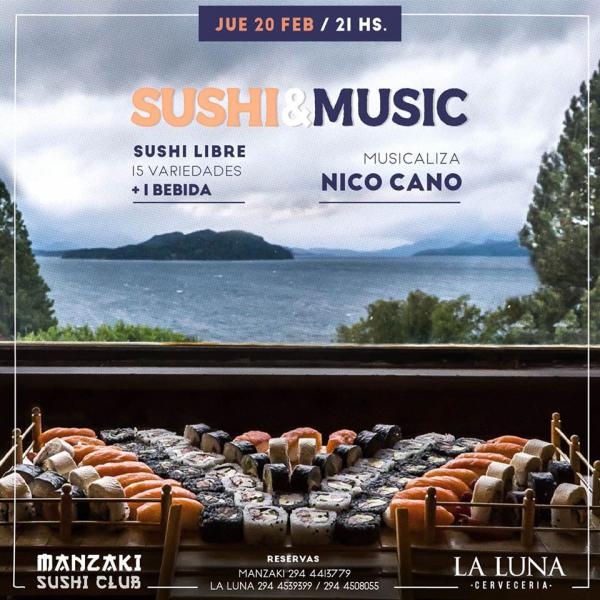 Sushi + M&uacute;sica en @lalunacerveceria!!! .....