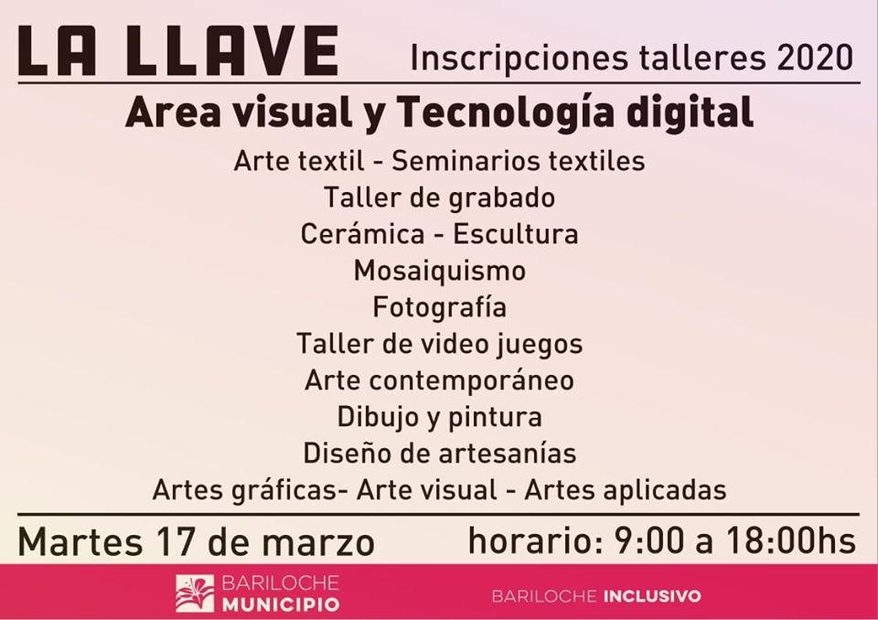 Inscripciones talleres 2020 &Aacute;REA VISUAL Y TECNOLOG&Iacute;A DIGITAL