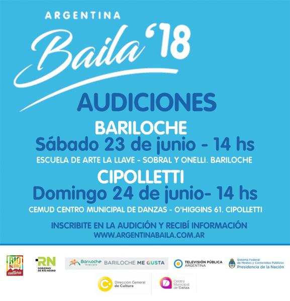 Llegan a Bariloche las audiciones para Argentina Baila 2018