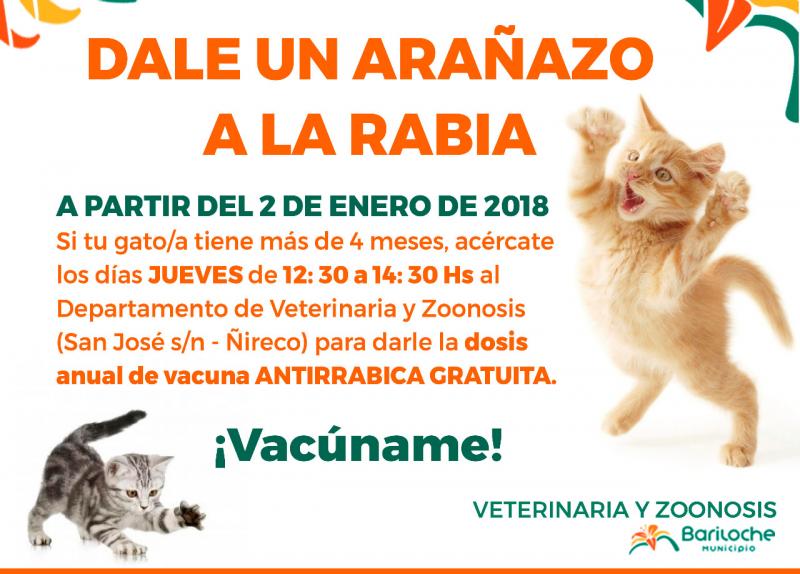 Contin&uacute;a la campa&ntilde;a de Vacunas Antirr&aacute;bicas gratuitas 2018