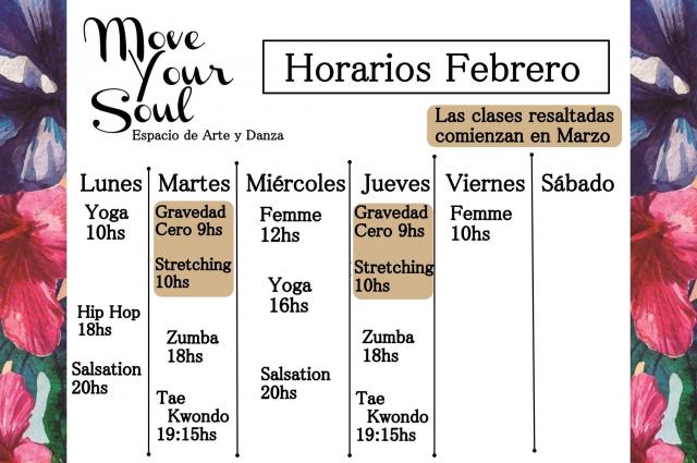 HORARIOS FEBRERO MOVE YOUR SOUL