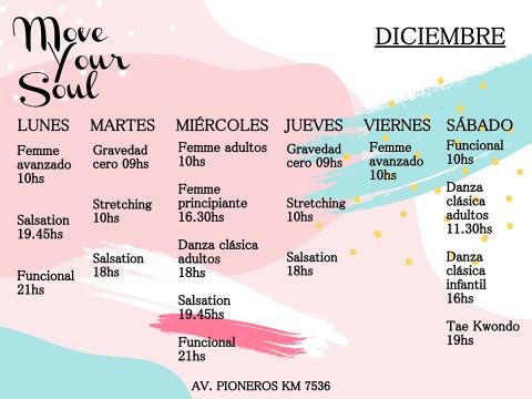 MOVE YOUR SOUL HORARIOS DICIEMBRE