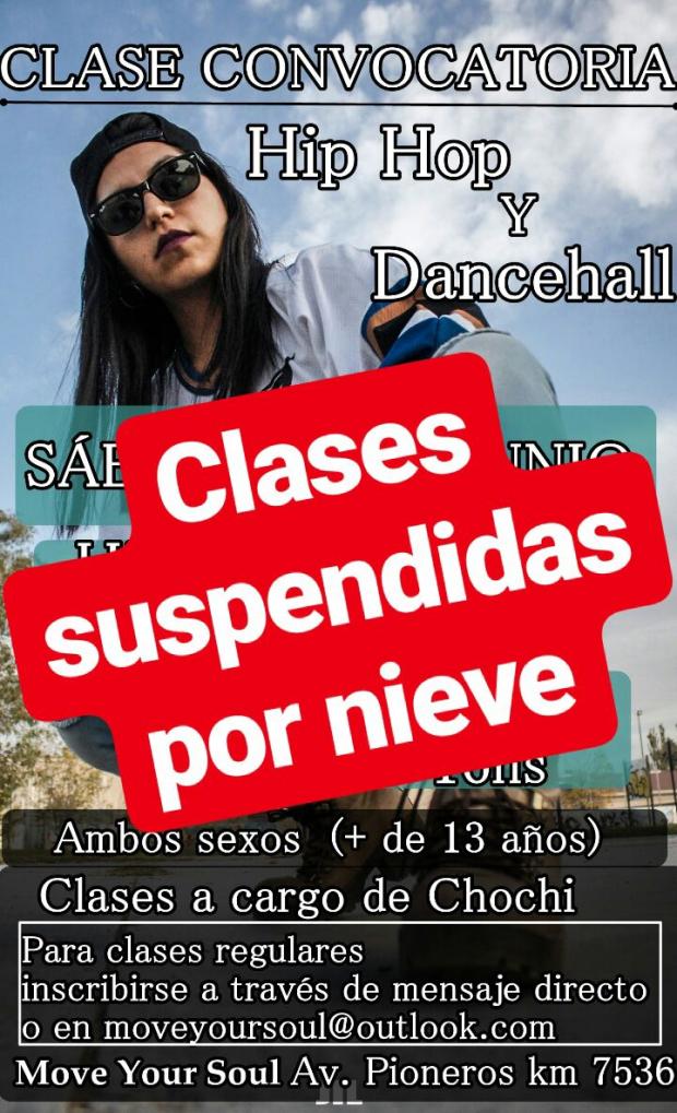 SUSPENDIDA POR NIEVE: CLASE CONVOCATORIA SIN CARGO HIP HOP Y DANCEHALL