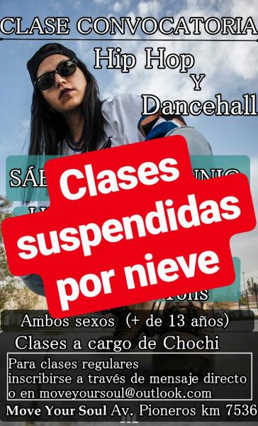 SUSPENDIDA POR NIEVE: CLASE CONVOCATORIA SIN CARGO HIP HOP Y DANCEHALL