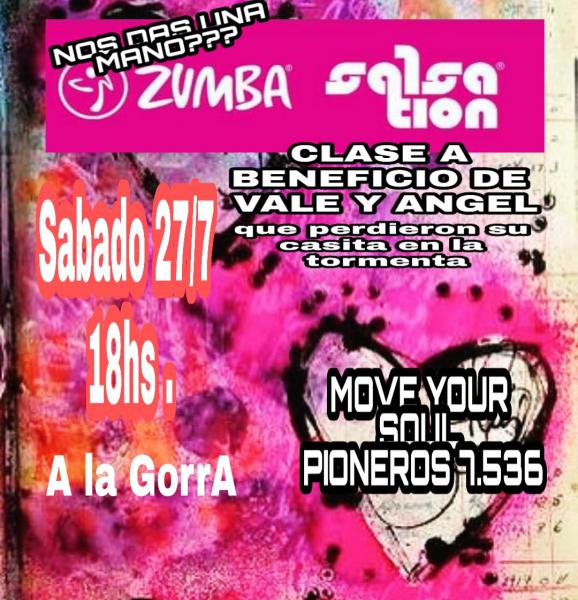 ZUMBA + SALSATION a BENEFICIO de Vale y Angel que perdieron su casa en la tormenta